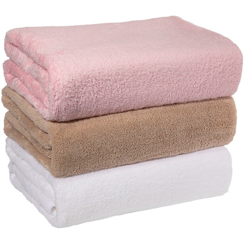 Toalla de baño de lana de coral multicolor engrosada, fuerte absorción de agua, color sólido, baño de hotel en el hogar, toalla de playa para hombres y mujeres al por mayor