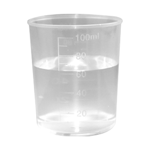 Plastic measuring cup scaled