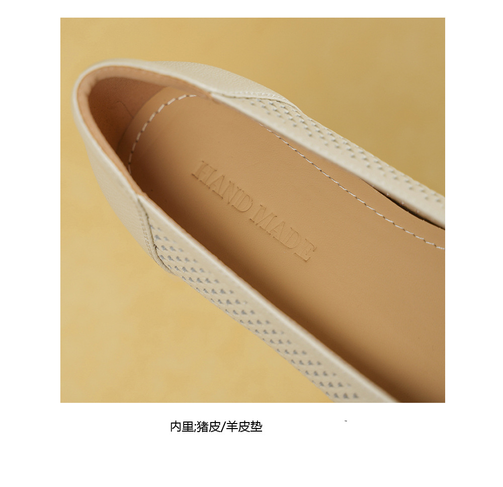 Giày cao gót nữ da cừu mũi nhọn gót vuông ổn định 3.5cm nơ bướm — màu trắng ngà chi tiết 18