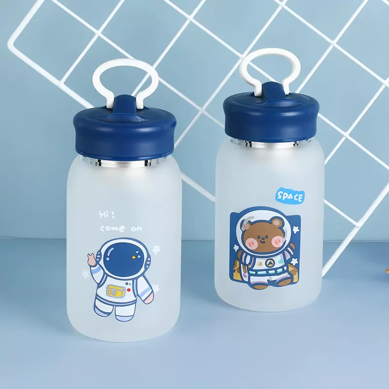 水瓶磨砂星空高硼硅玻璃杯带杯套杯袋礼品杯子批发茶饮耐高温
