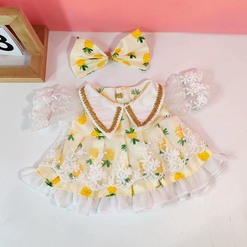 Кукла, платье, юбка, 30 см, с маленькими мишками, детская одежда