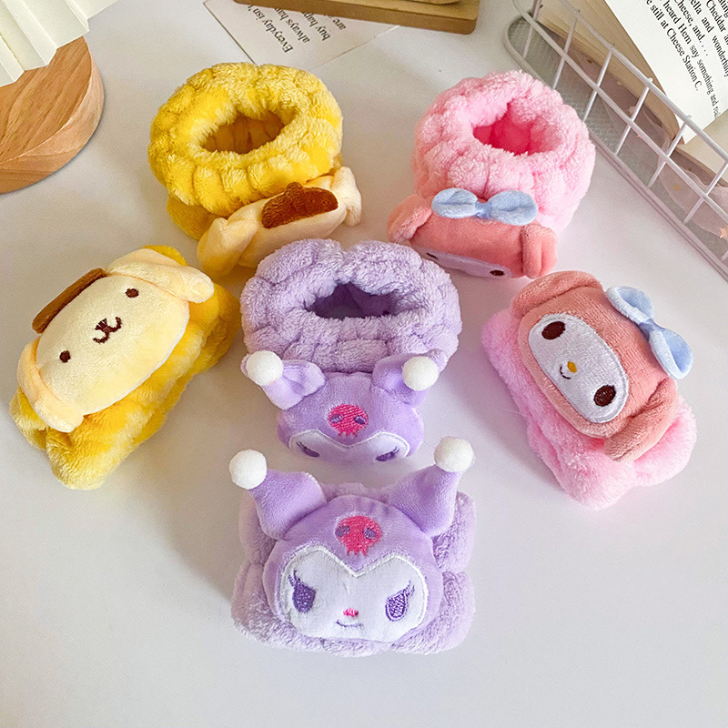 Círculos de dibujos animados correa de pelo pulsera femenina lavado de cara Yugui perro dibujos animados peluche correa de pelo pulsera franela suministro de tocado