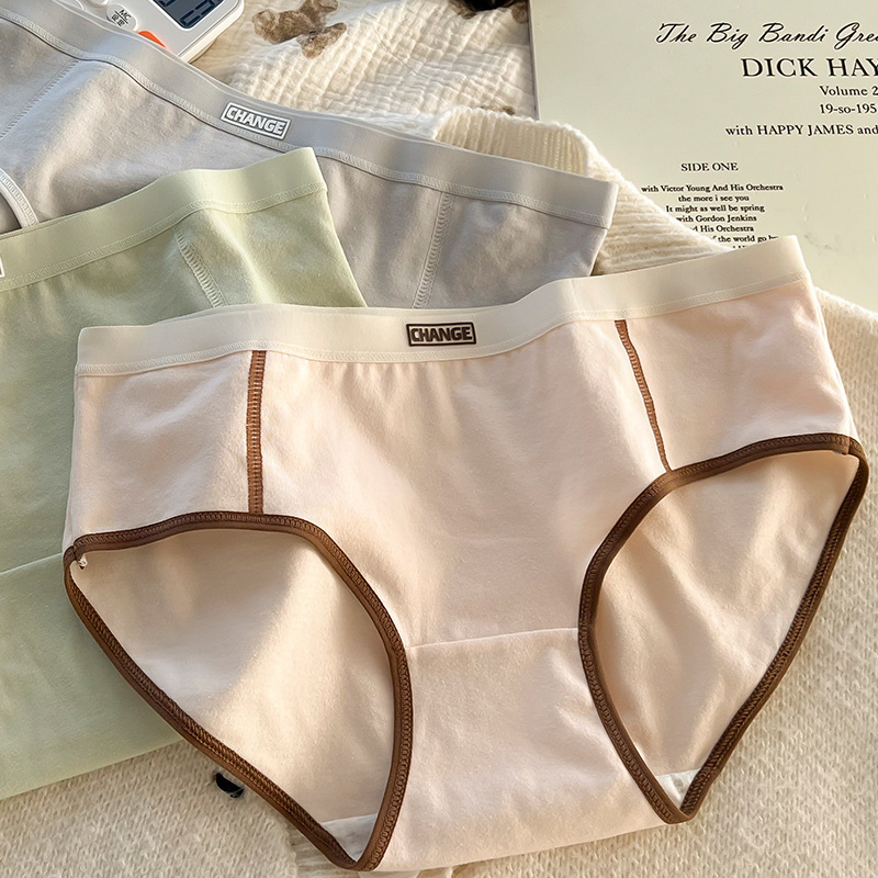 Wholesale cotton panties ladies baby cotton mid-waist breathable sexy cotton crotch girls students contrast color briefs