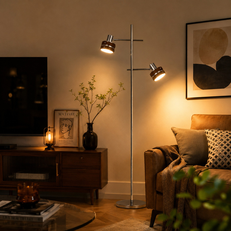 Japanese-style floor lamp beside sofa in living room Japanese-style floor lamp beside sofa in living room
