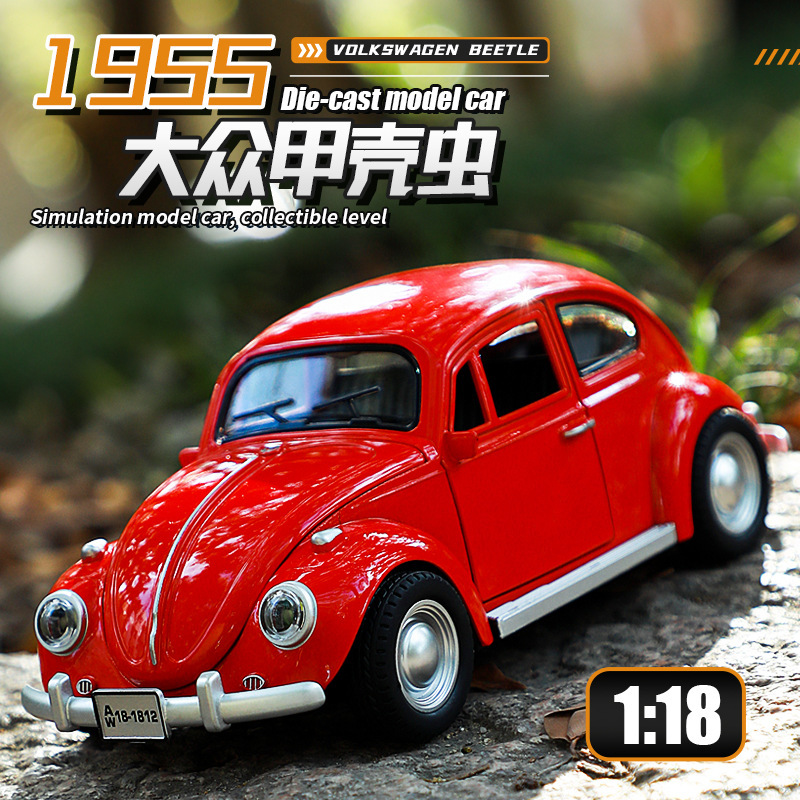 1:18 1955 Volkswagen old Beetle classic car door back force alloy sound and light back force toy car model 1:18 1955 Volkswagen old Beetle classic car door back force alloy sound and light back force toy car model