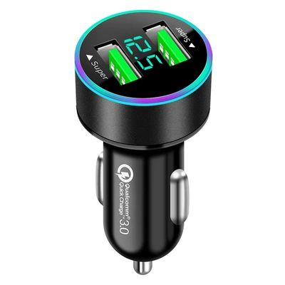 Mobil şarj cihazları — charger double fast charging belt - default-bare-metal-opp-bag-voltage-detection-digital-display-dual-super-fast-charging