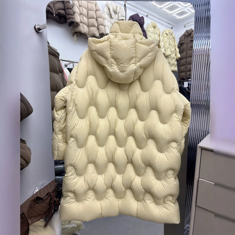 2025 Winter New Ultra-Light down Jacket for Women, Mid-Length, Hooded, Thickened, Warm, 90% White Duck Down, Large Quilt-Style Coat