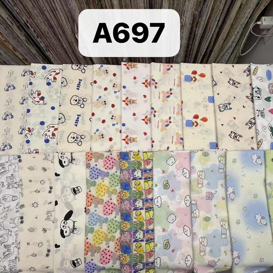 A697全棉数码印花面料手工连衣裙家居服衬衫儿童服装面料