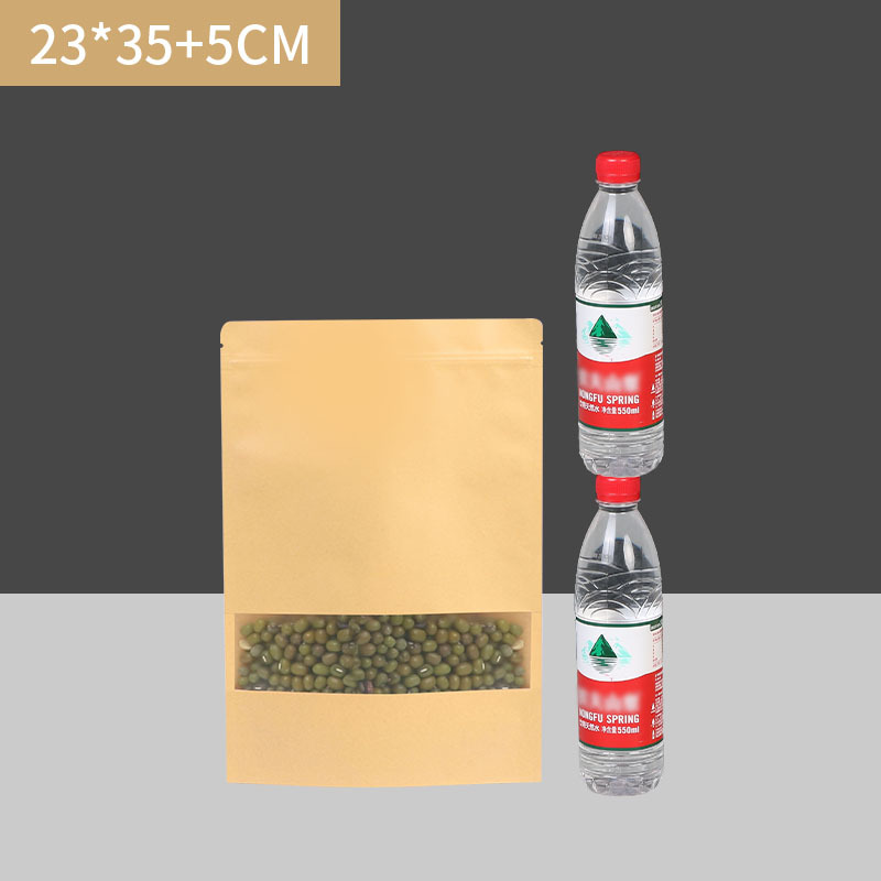 Ventana abierta Bolsa de papel Kraft esmerilado en tres dimensiones de frutas secas bolsa de envasado de alimentos se puede agregar el logotipo de la bolsa sellada autosellante de té de nuez