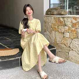 女装夏装奶黄色连衣裙