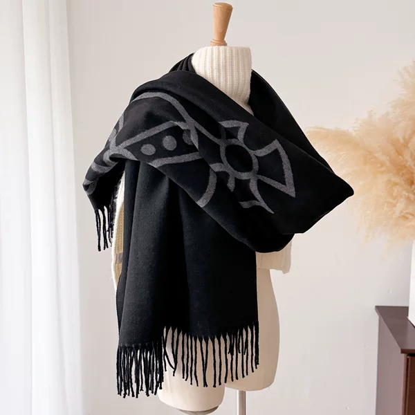 Light Luxury High-End Atmosphere Double-Sided Scarf 2025 Autumn and Winter Thickeneded Warm Scarf Fashionable Outer Shawl
