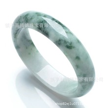批发天然翡翠淡绿飘花绿色大气手镯清脆清新兰花圆条独玉玉石手镯