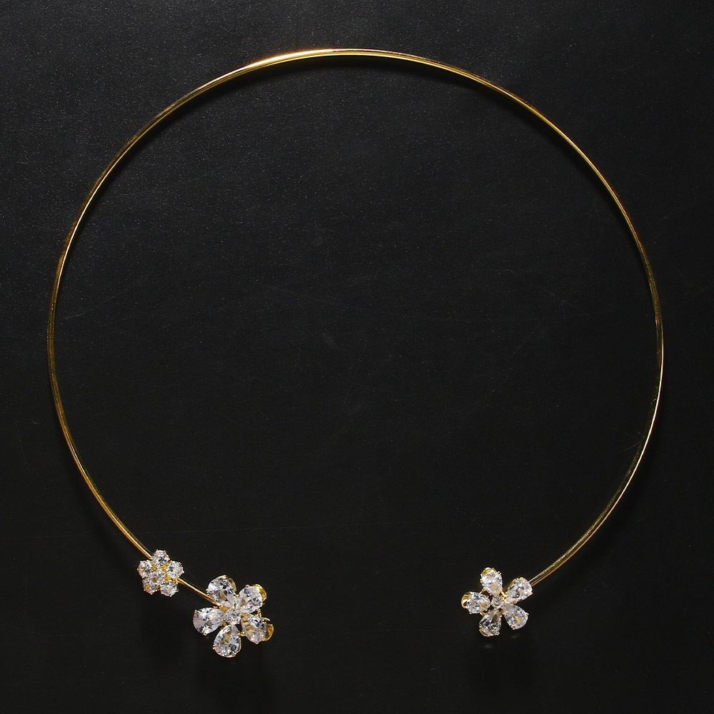 Collar de flor de moda transfronteriza elegante simple ZIRCON collar abierto collar de joyería nupcial