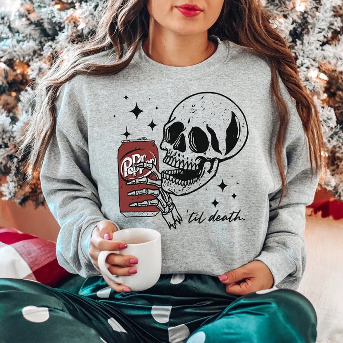 Till Death Dr. Pepper Sweatshirt Halloween Skeleton Sweatshi