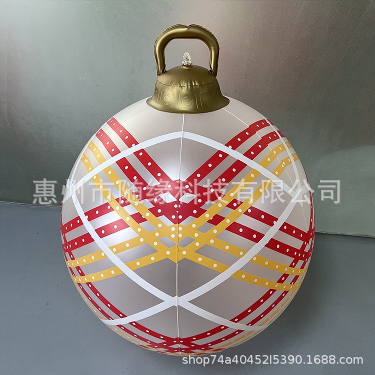 厂家现货PVC充气圣诞球充气装饰球LED灯英文充气发光球庭院装饰球|undefined