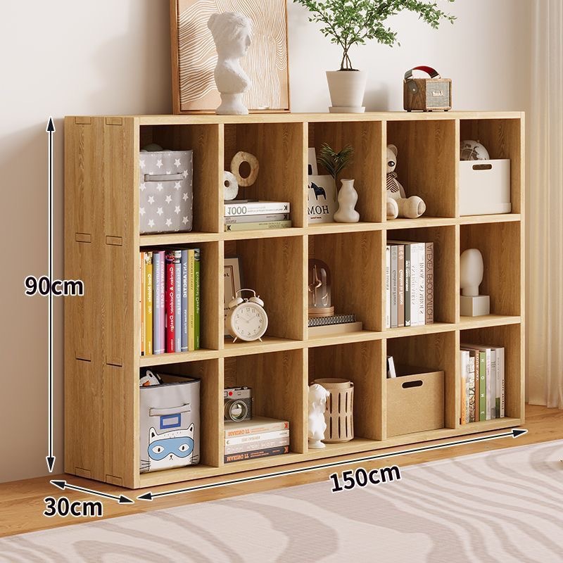 Bookshelf Storage Rack Floor-Standing Grid Cabinet Bookcase Household Free Combination Storage Cabinet Solid Wood Low Cabinet Storage Cabinet