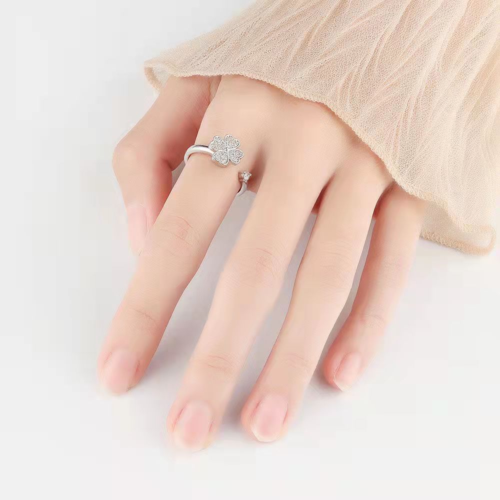 Venta caliente transfronteriza anillo giratorio letras de alivio de ansiedad ajustable anillo abierto descompresión ZIRCON anillo femenino fabricante