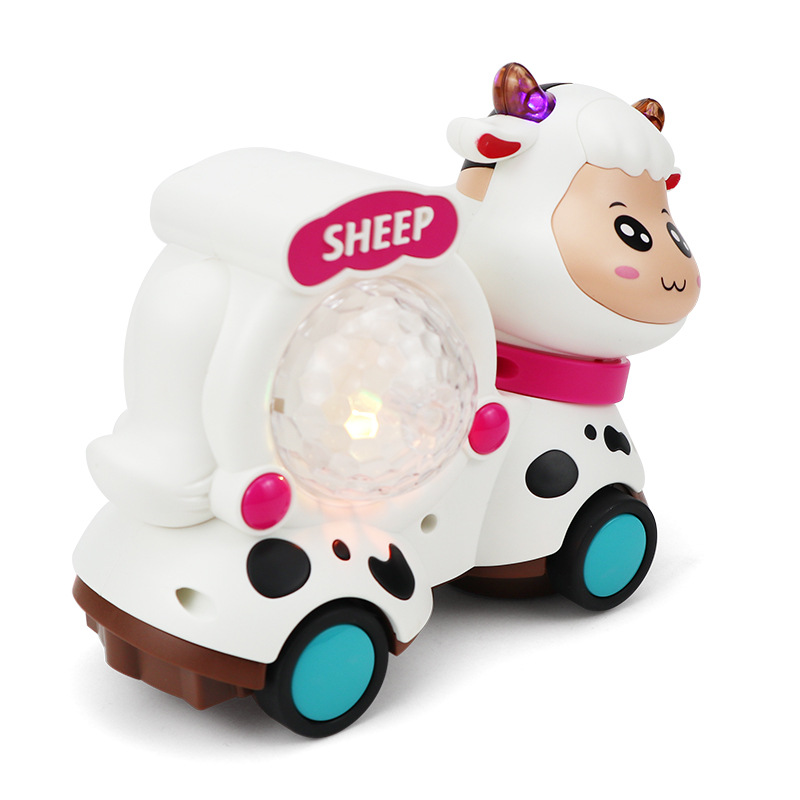 Tiktok caminando dibujos animados ganado y ovejas música ligera fresca Universal Internet celebridad coche de juguete eléctrico para niños mercado nocturno transfronterizo