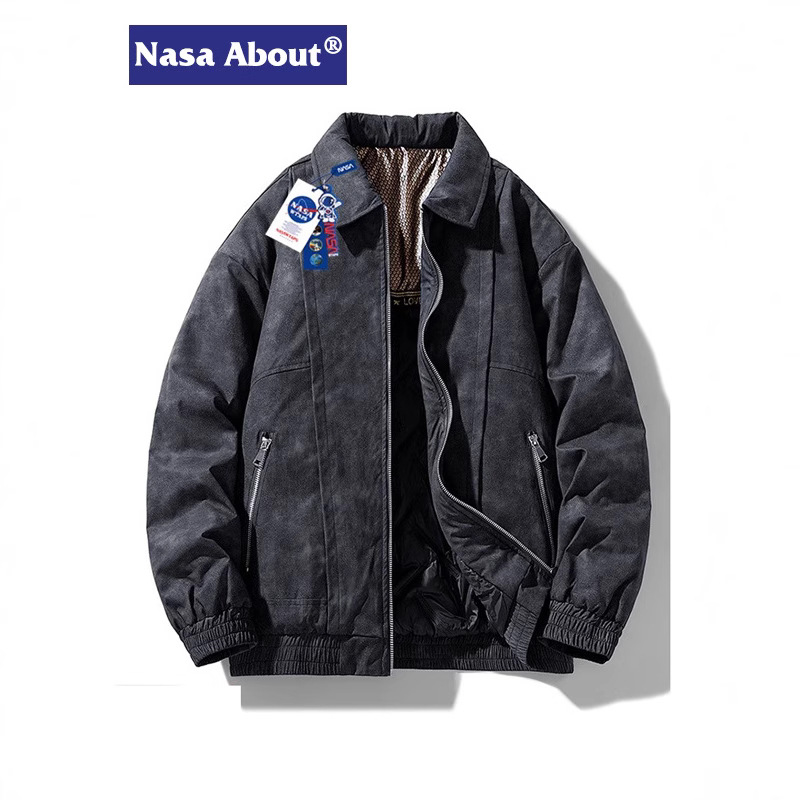 NASA 포트 패션 브랜드 재킷 남자의 가을과 겨울 새로운 면 따뜻한 느슨한 캐주얼 커플의 오토바이 툴링 재킷