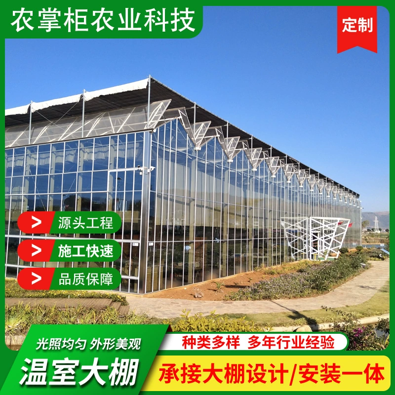 Интеллектуальная теплица с солнечными панелями, теплица из ПВХ-панелей, стеклянная теплица, строительство теплицы Nanjing Nong Guan Zhang — измерения на месте.