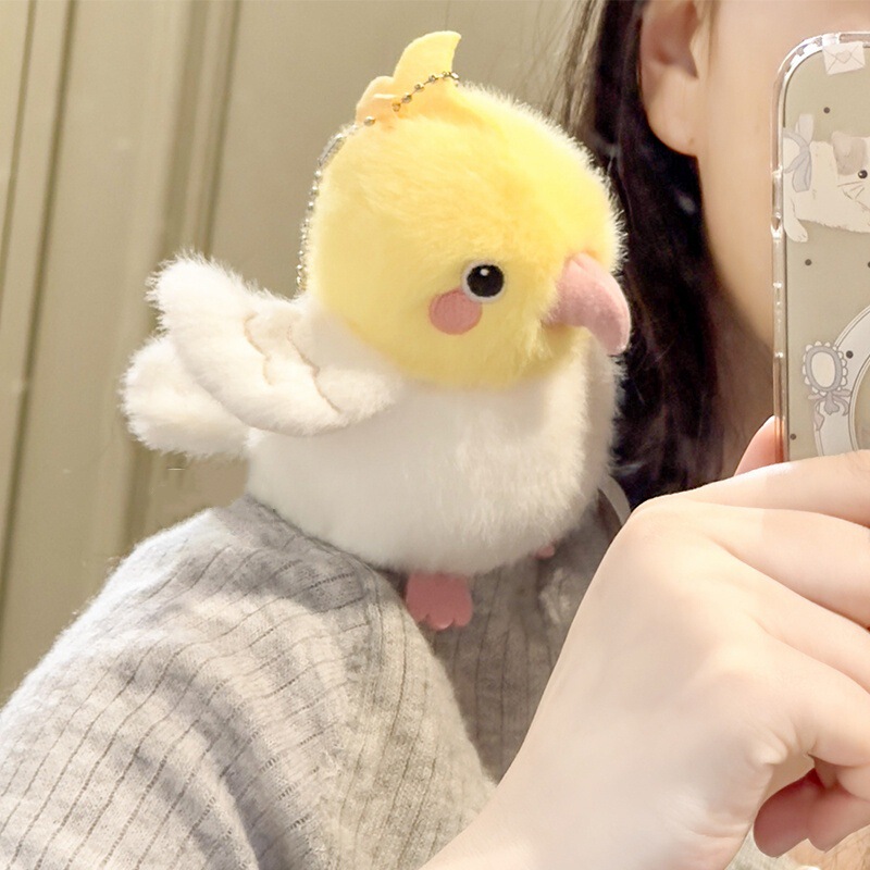 Magnetic Standing Shoulder Bird Doll Lying on the Shoulder Magnetic Doll Plush Toy Cockatiel Fat Chirping Cute