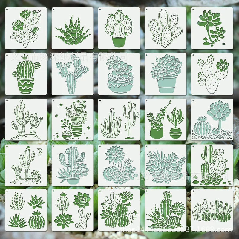 Трансграничный мясистый кактус тема серии Зеленые растения Горный алоэ окактус ажурный DIY шаблон картины