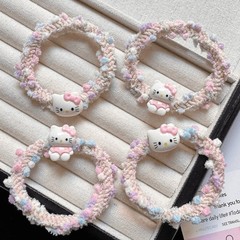かわいい猫のカラーの点の縄の学生の甘い高弾力のカップルのブレスレットの両用の百合の少女の心のシュシュ