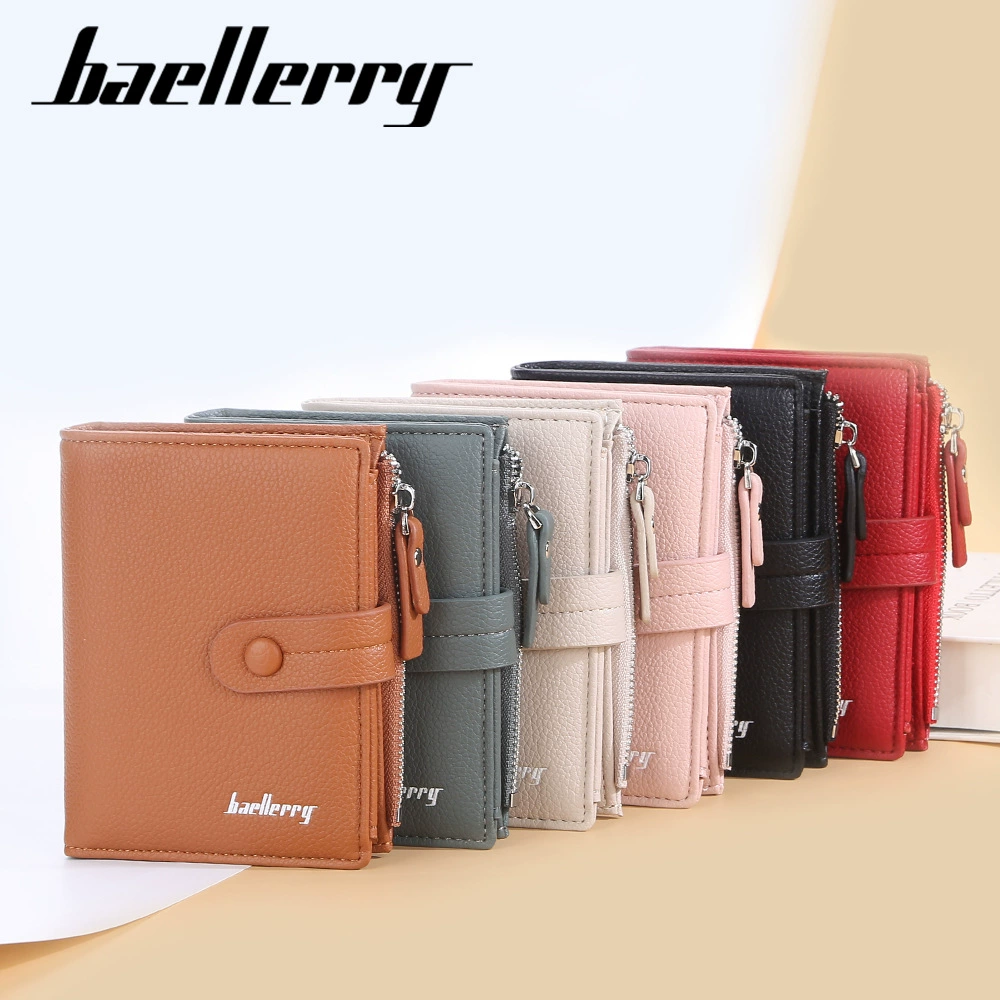 Портмоне Baellerry короткое кросс-борт личи узор много отделений закрученный замок молния денежный клип