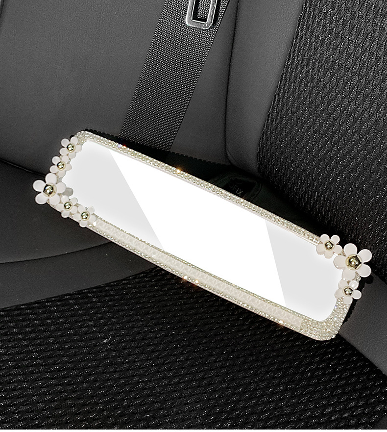 Cross-border diamond-encrusted car to expand the field of view mirror car rearview mirror diamond small chrysanthemum car modified large mirror