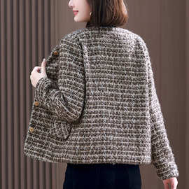 气质小香风羊毛呢短外套女2025新秋季洋气高端中年小个子夹克开衫