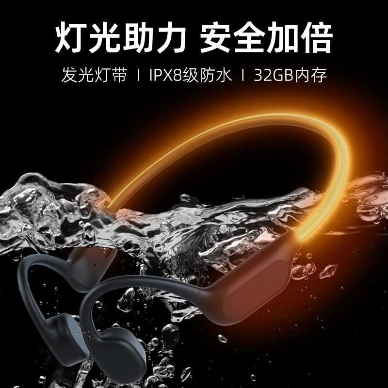 Cross-Border Private Model X500Led Luminous Light with Bone Conduction Headphones Built-In 32g Long-Lasting Swimming Sports Headphones