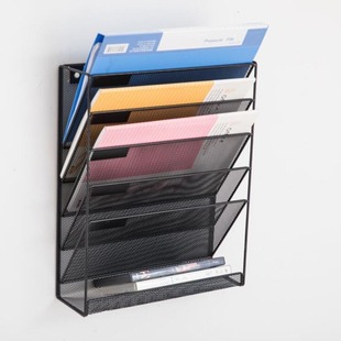 Metal Iron Mesh Five-Layer Magazine Rack Storage Rack Edge File Rack Storage and Organization Office and Home Supplies
