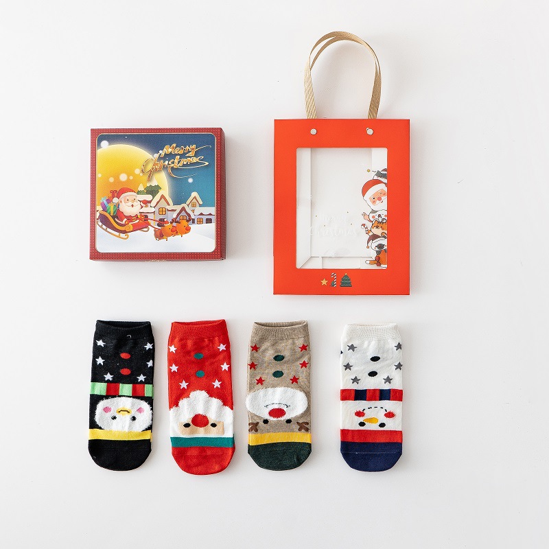 Christmas Festival Color Block Pattern Christmas Simple Style Classic Style Women's Color Block Cotton Ankle Socks 1 Set