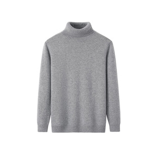 Casual Commuter Cashmere Pullover Men's Thickeneded 100 Pure Cashmere Turtleneck Pure Color Flat Knitted Sweater Bottoming Shirt