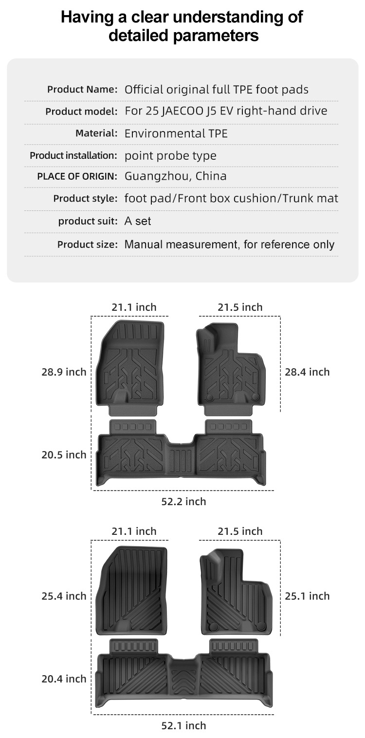 Suitable for 25 Models of Chery Jaecoo J5 Ev Car Floor Mats, Tpe Floor Mats, Trunk Mats, Cross-Border