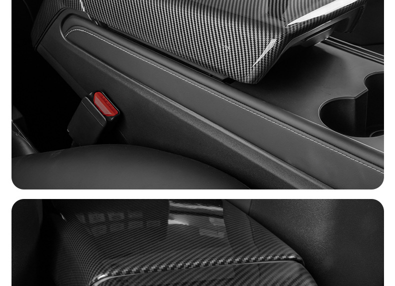 Tesla Model 3/Y Armrest Box Cover Carbon Fiber Pattern Protective Cover Center Console Interior Accessories 2022 Old Model