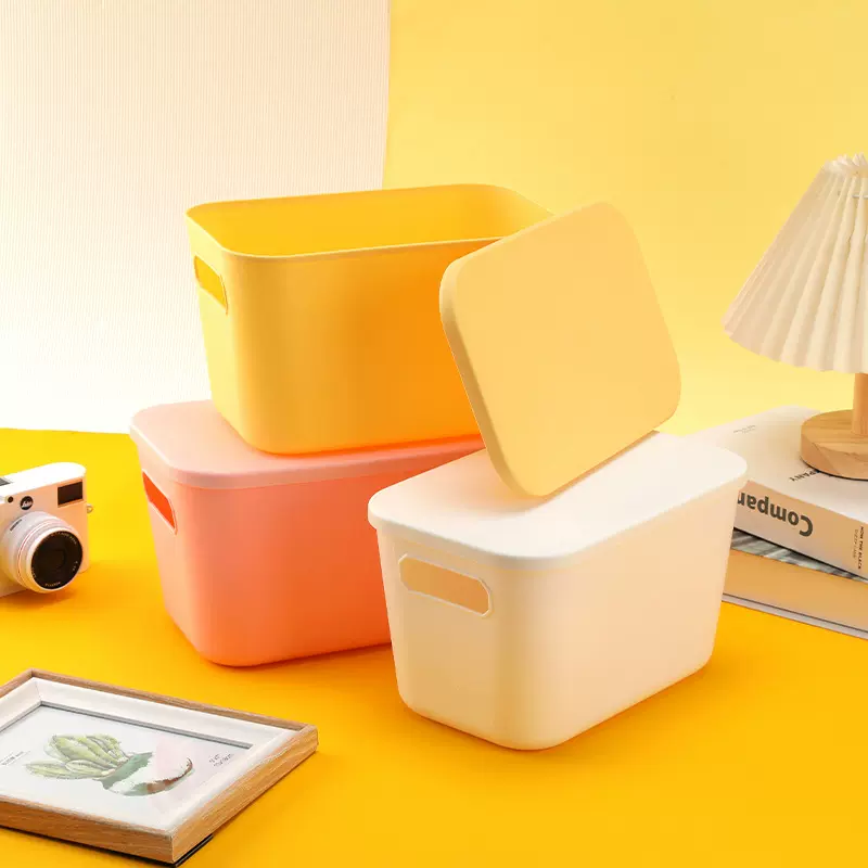 杂物收纳盒桌面化妆品整理盒有盖无盖储物筐零食家用厨房置物盒子