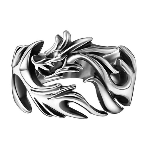 Chinese style jewelry, retro dragon-shaped ring, cool index finger ring for boys and girls, cast dragon ring wholesale