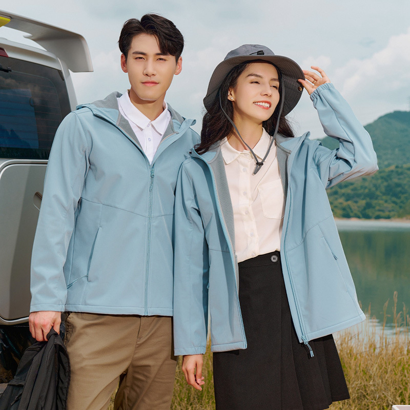 Spring and Autumn New Soft Shell Men's Windproof Waterproof Single Layer Fleece Jacket Women's Warm Commuting Outdoor Clothes Custom Logo