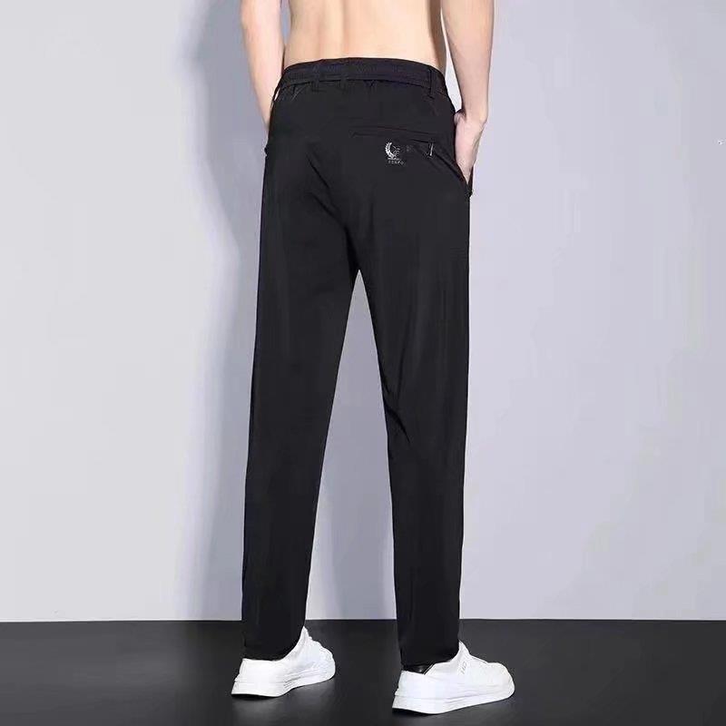 Venta al por mayor delgada elástica de seda de hielo pantalones casuales de verano de los hombres pantalones delgados rectos sueltos de secado rápido Pantalones deportivos moda