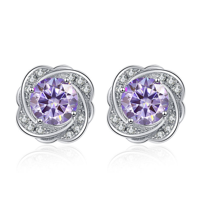 Perforación de diamante de alto nivel de camélia pernos de orejas temperamento de dama flores retro pendientes de plata transfronterizos joyas de estudiantes al por mayor