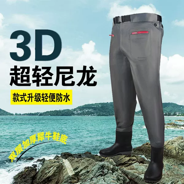 3D Nylon Half-Body Fishing Waders New One-Piece Fishing Pants Rain Pants Wading Pants Water Play Suit
