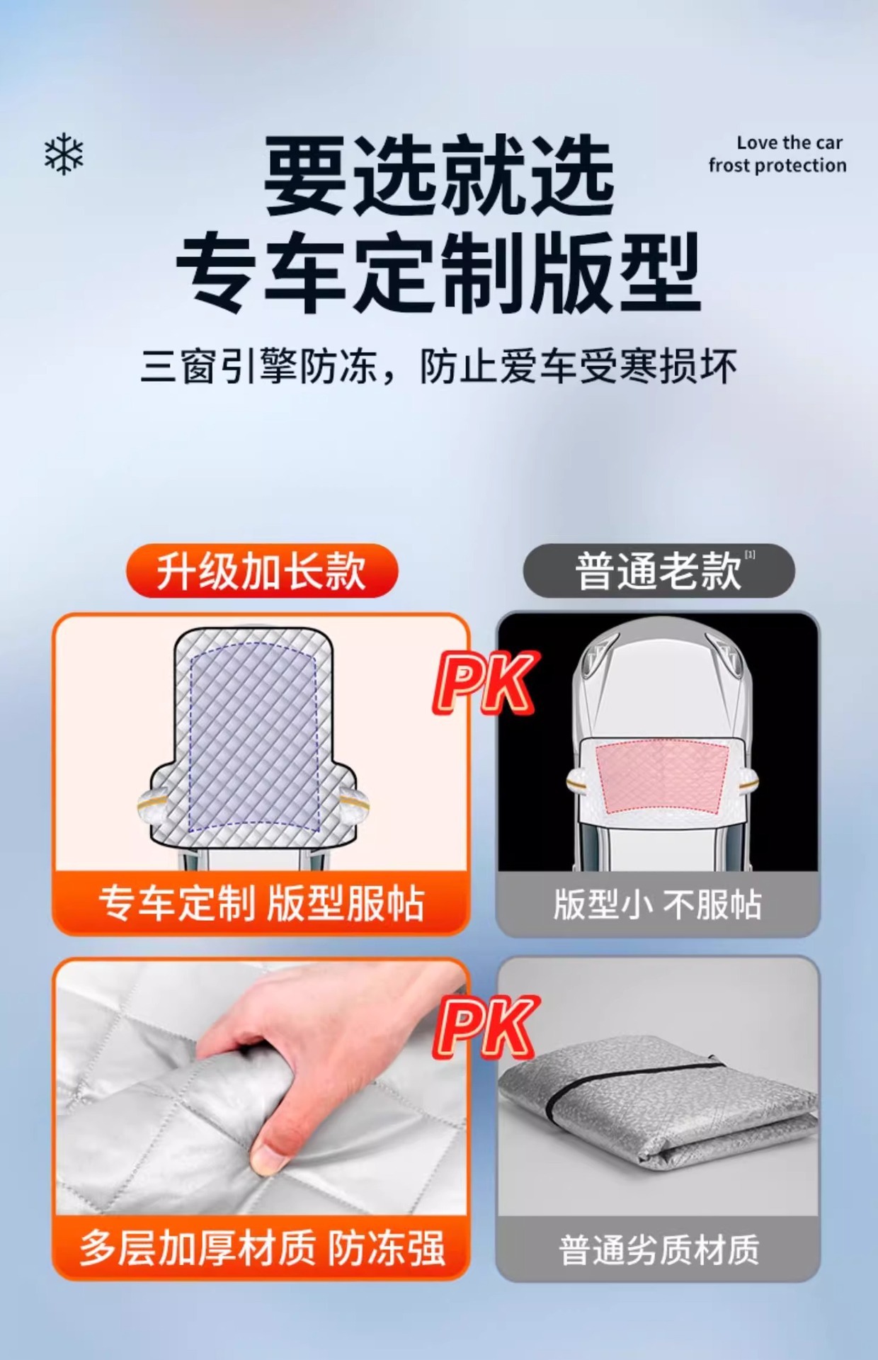 Suitable for Changan Cs75Plus Car Cover, Car Snow Cover, Second Generation Front Windshield Anti-Freeze Cover Thickeneded