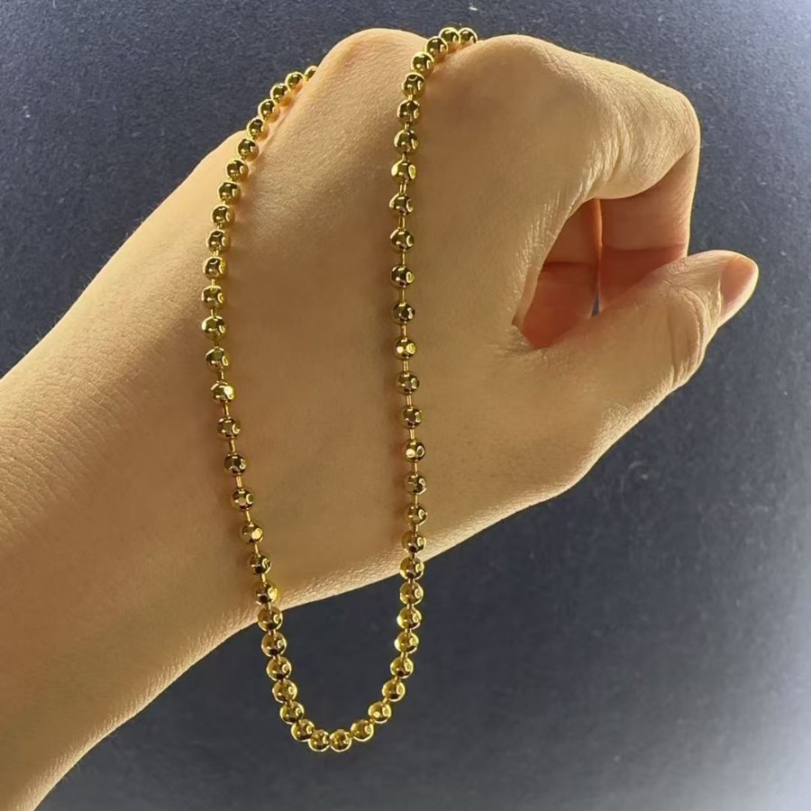 Xuping nueva aleación de cobre chapado 24k collar de esferas clásico simplista imitación ligera de lujo W hebilla al por mayor