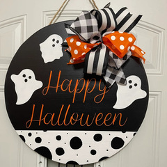 跨境快樂萬聖節門衣架帶鬼吊牌家居裝飾品門牌木質工藝品派對掛飾