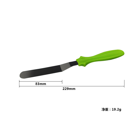 Stainless steel cream straight kiss spatula, frosting curved kiss spatula, plastic handle butter knife, cream scraper set of 3