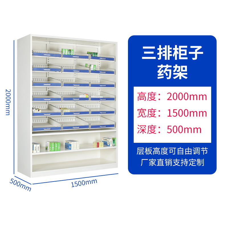 Three-row cabinet medicine rack