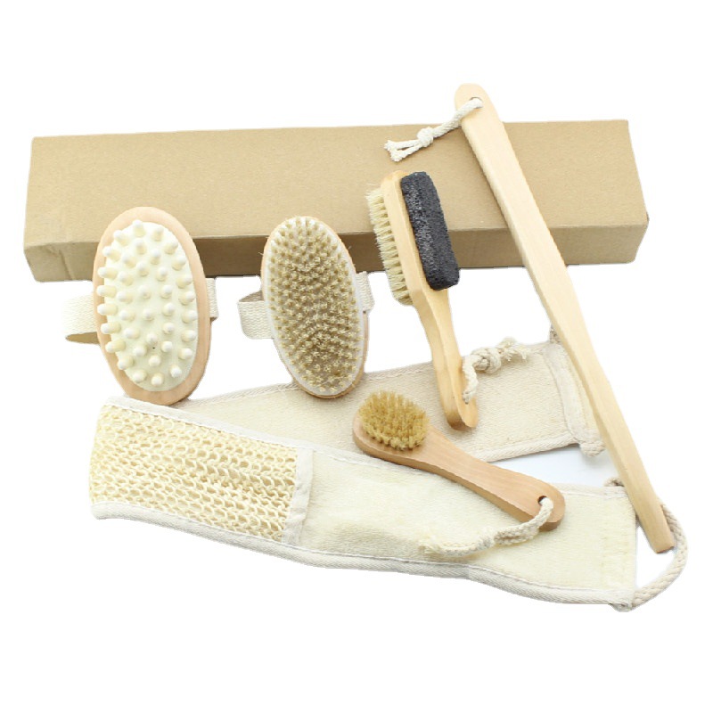 Spot bath brush set Amazon new bath brush set body brush bath brush dry brush SPA set grinding stone