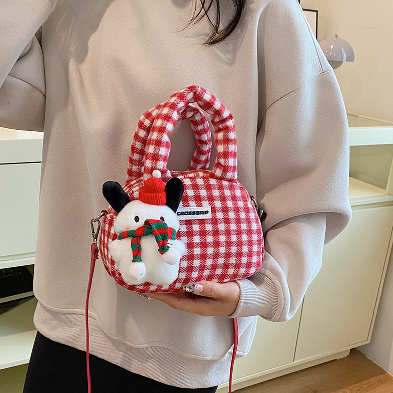 2024 nuevo nicho de otoño y invierno bolsos de mujer dulce bolsos de hombro frescos bolsos de mano bolsos de peluche de Navidad lindos