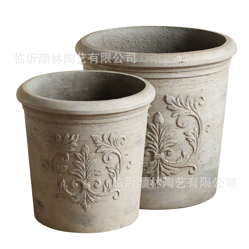 Europa simple magnesio mud maceta hacer vieja retro estilo romano terraza hotel balcón jardín decoración maceta verde